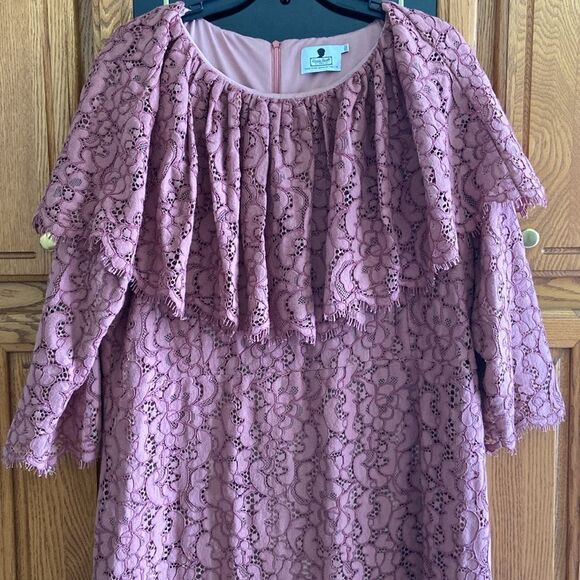 Dainty Jewells Antebellum Dark Mauve Modest Lace Slimming Sheath Midi Dress - Picture 4 of 13